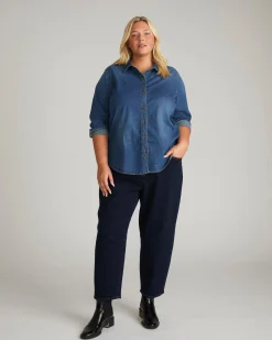 Minimalist Stretch Cotton Chambray Shirt Union City Blue
