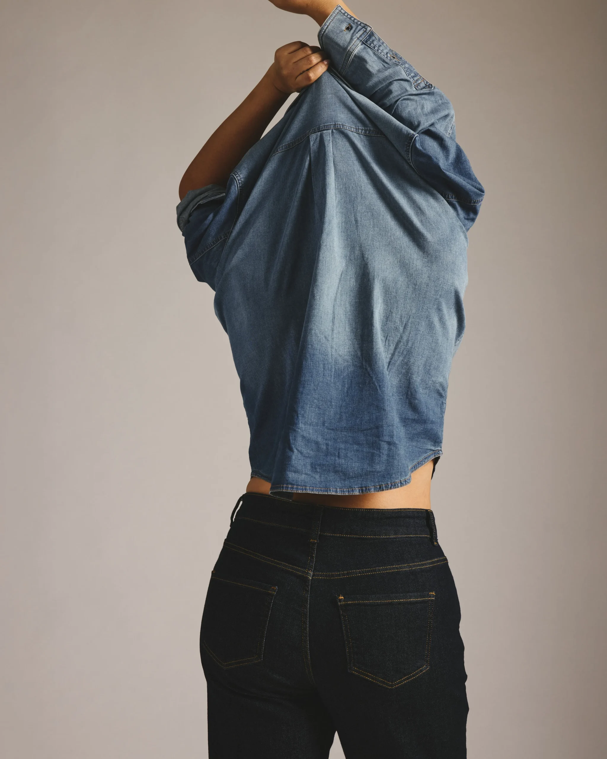 Minimalist Stretch Cotton Chambray Shirt Union City Blue