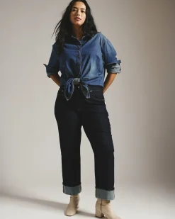 Minimalist Stretch Cotton Chambray Shirt Union City Blue