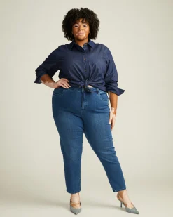 Minimalist Stretch Cotton Chambray Shirt Dark Indigo