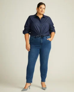Minimalist Stretch Cotton Chambray Shirt Dark Indigo