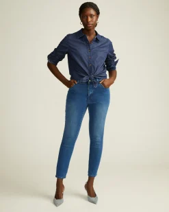 Minimalist Stretch Cotton Chambray Shirt Dark Indigo