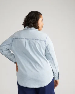 Minimalist Stretch Cotton Chambray Shirt Heritage Blue