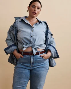 Minimalist Stretch Cotton Chambray Shirt Heritage Blue