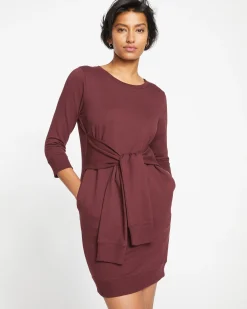 Misa Tie Sweatshirt Dress Black Cherry