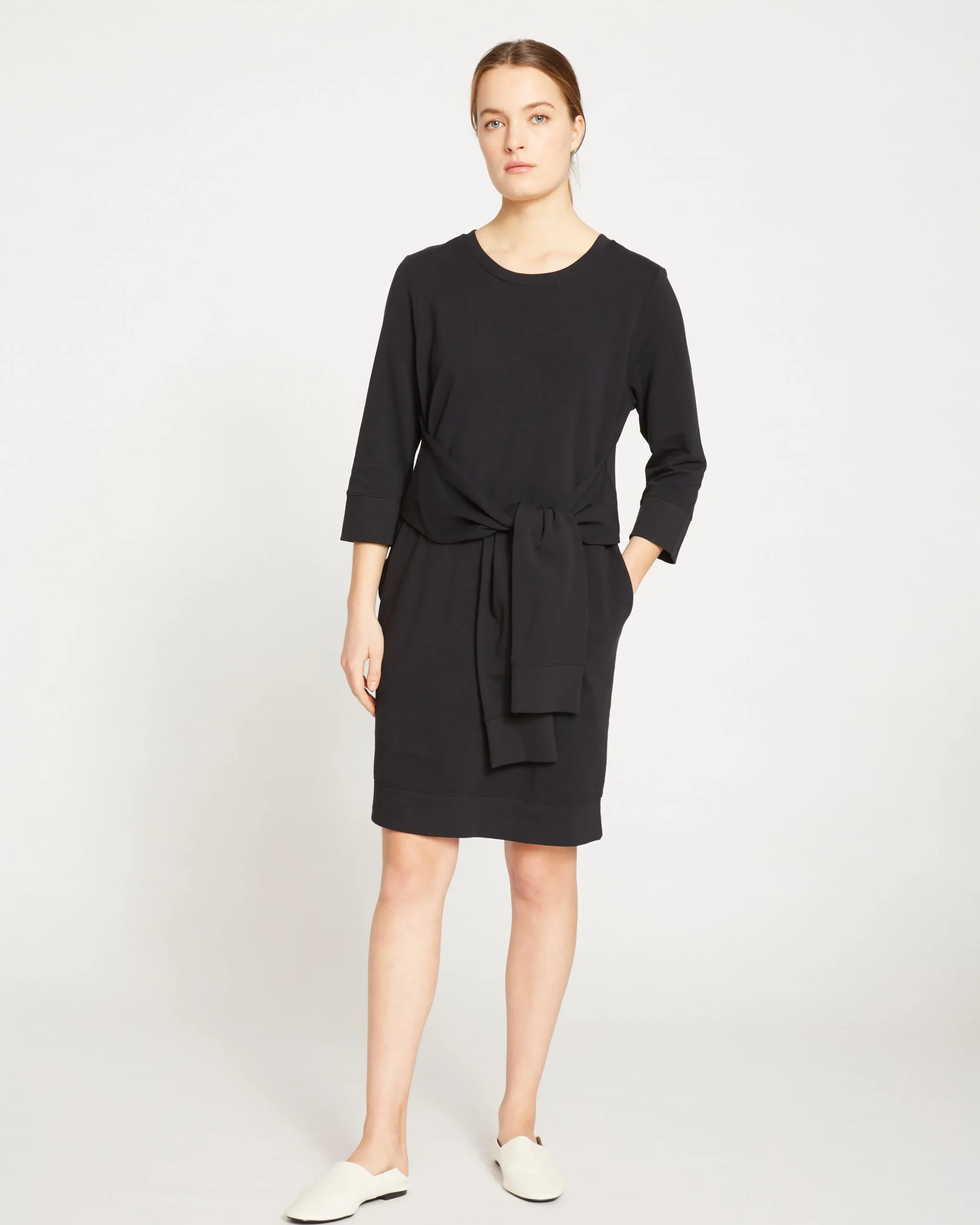 Misa Tie Sweatshirt Dress Black