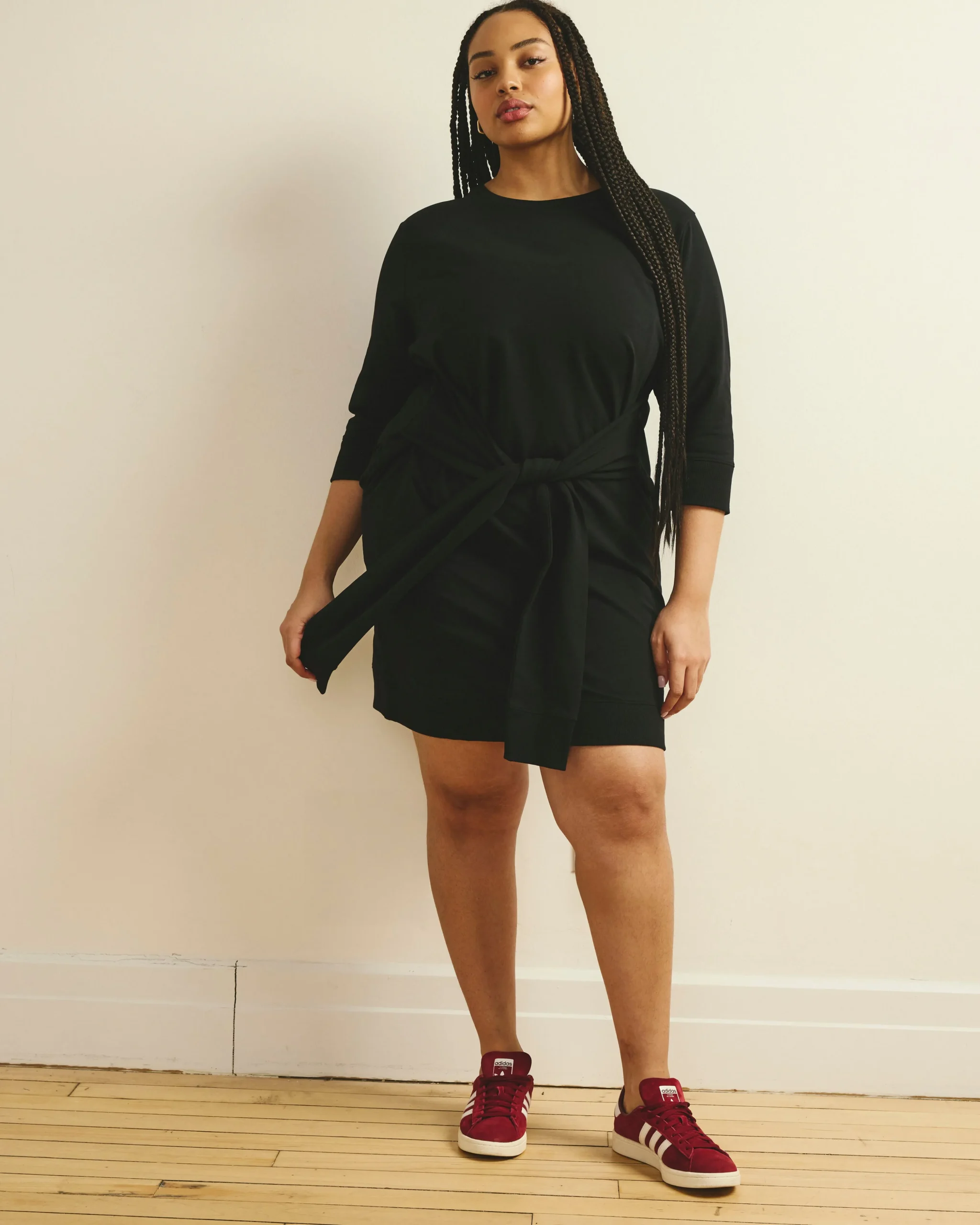Misa Tie Sweatshirt Dress Black