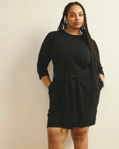 Misa Tie Sweatshirt Dress Black