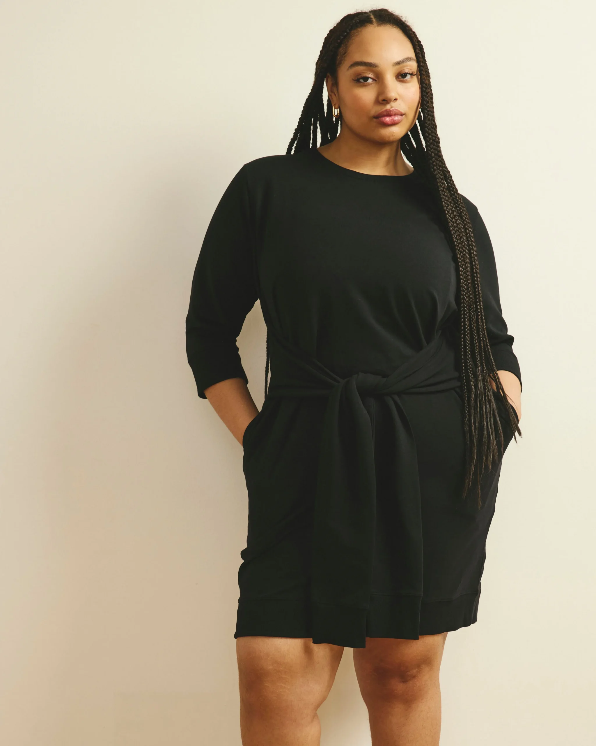 Misa Tie Sweatshirt Dress Black