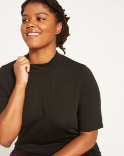 Modern Mock Neck Tee Black