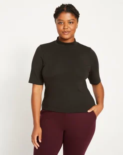 Modern Mock Neck Tee Black