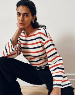 Montauk Breton Stripe Bell Sleeve Top Red/White/Blue Stripe