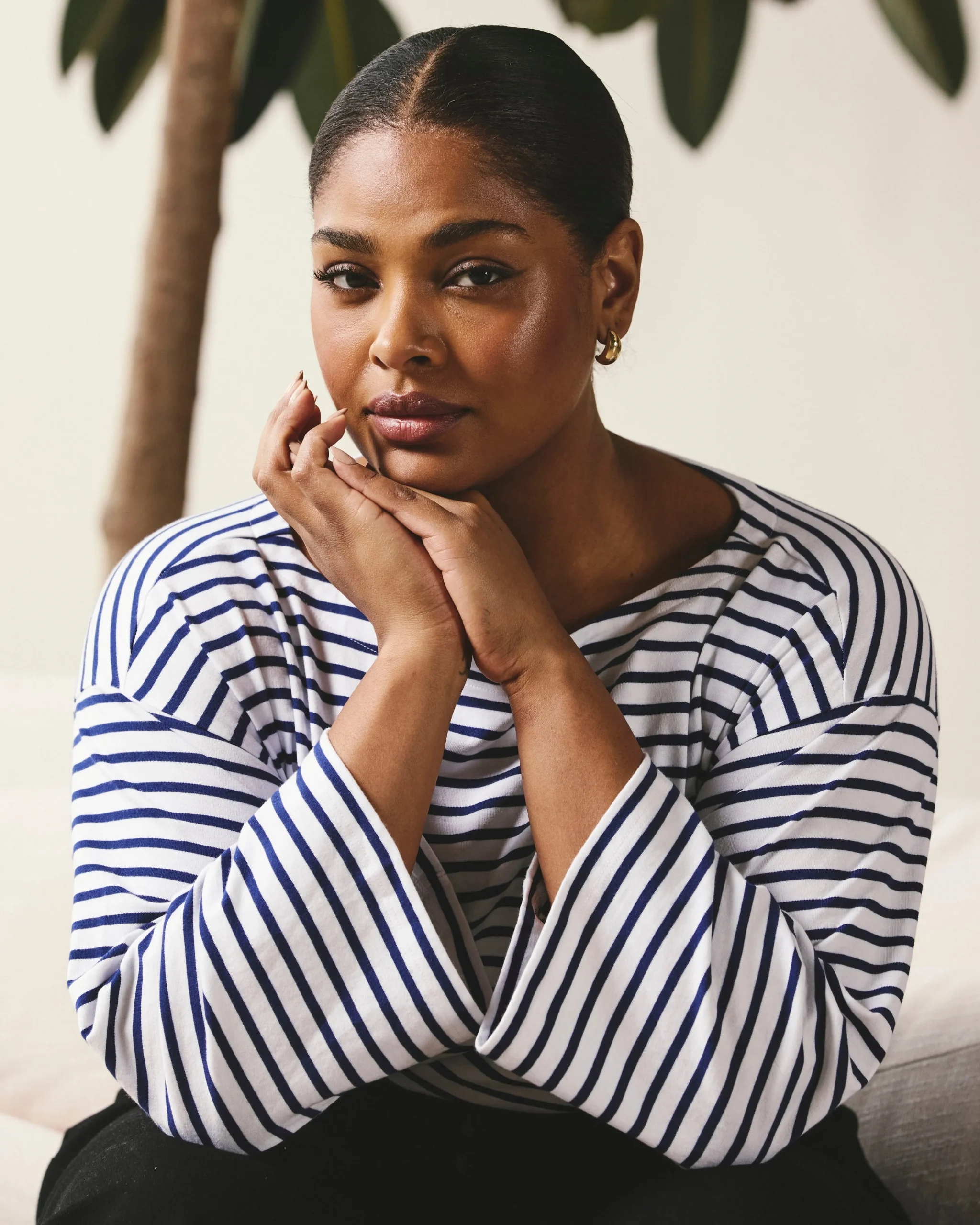 Montauk Breton Stripe Bell Sleeve Top White/Cenote Stripe