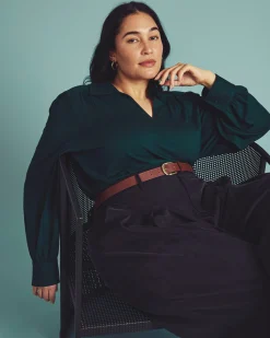 Moore Liquid Jersey Blouse Forest Green