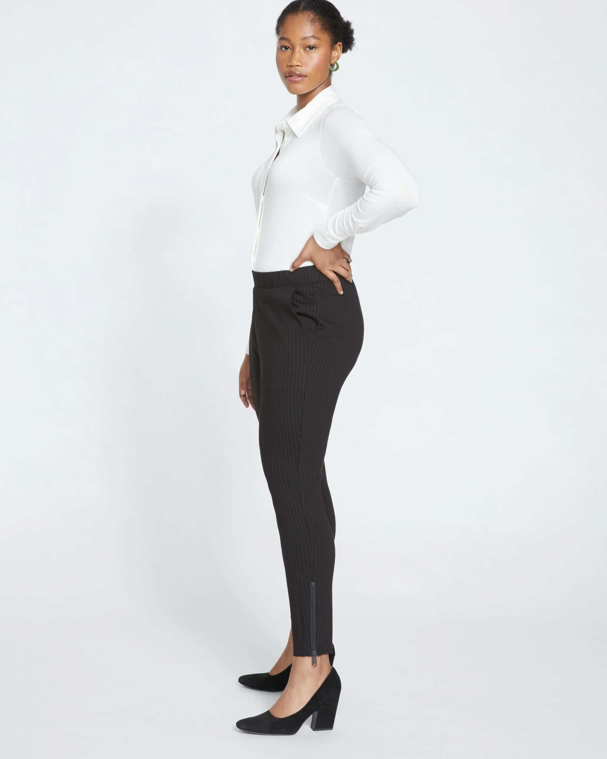 Moro Pocket Signature Ponte Pants Slate Pinstripe