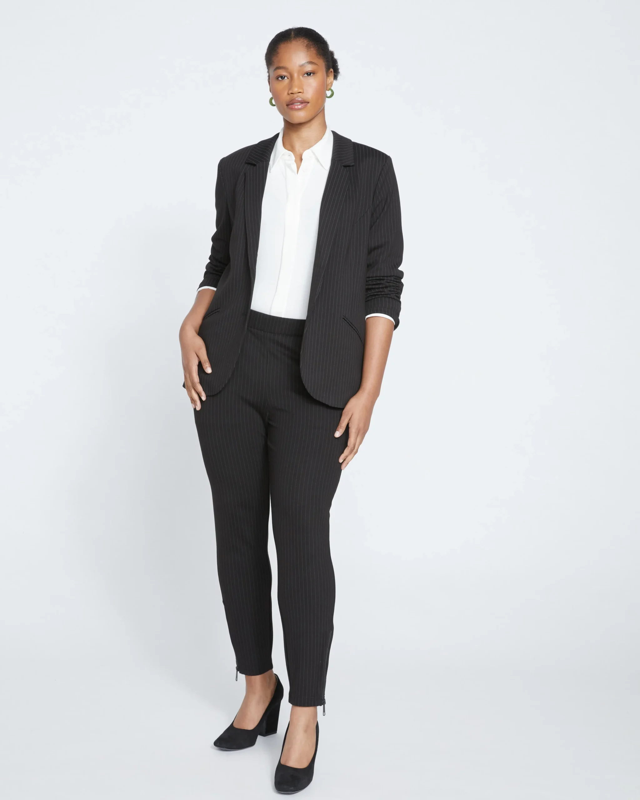 Moro Pocket Signature Ponte Pants Slate Pinstripe