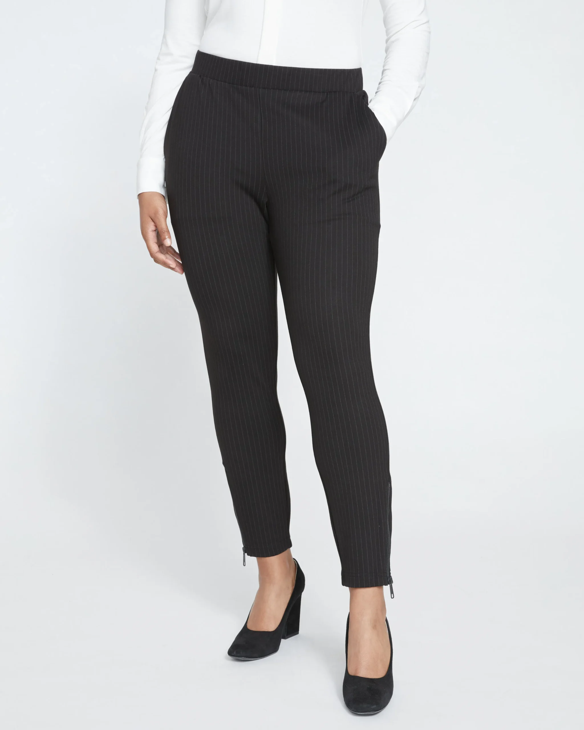 Moro Pocket Signature Ponte Pants Slate Pinstripe
