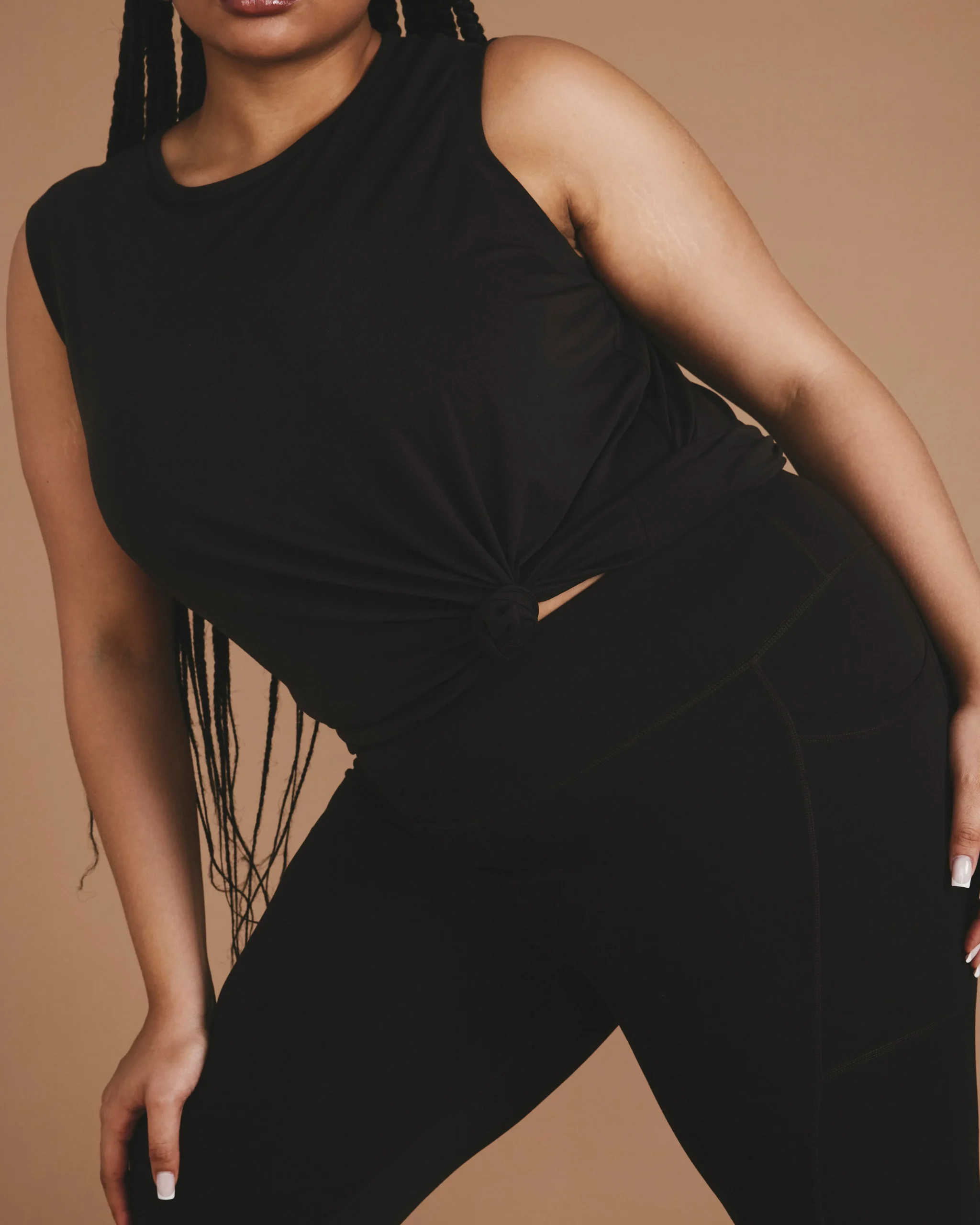 Next-to-Naked Cropped Pocket Legging Deep Brown