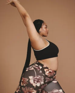 Next-to-Naked Racerback Sports Bra Deep Brown/Dove Wing Trim
