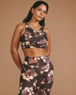 Next-to-Naked Racerback Sports Bra Lotus Print