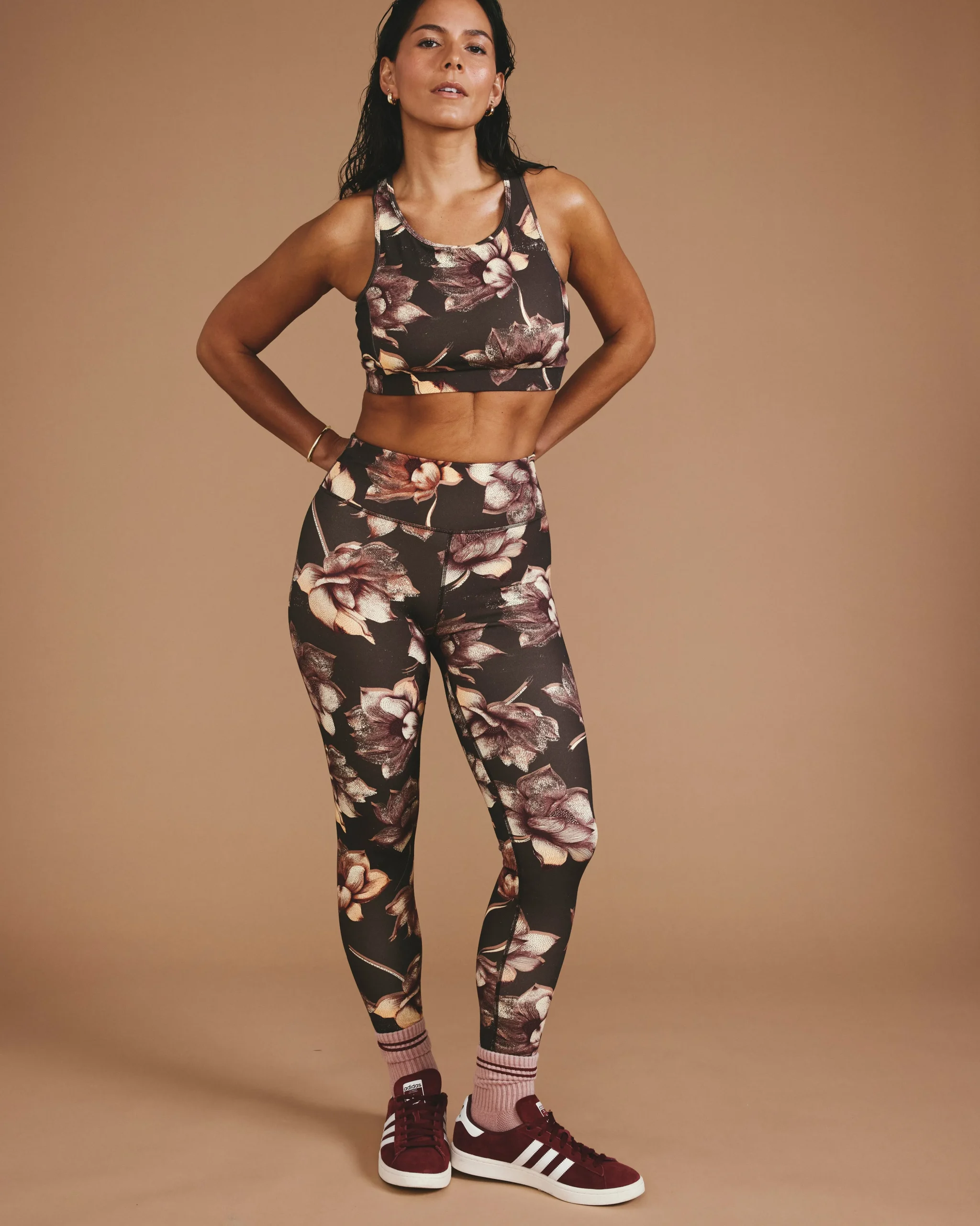 Next-to-Naked Racerback Sports Bra Lotus Print