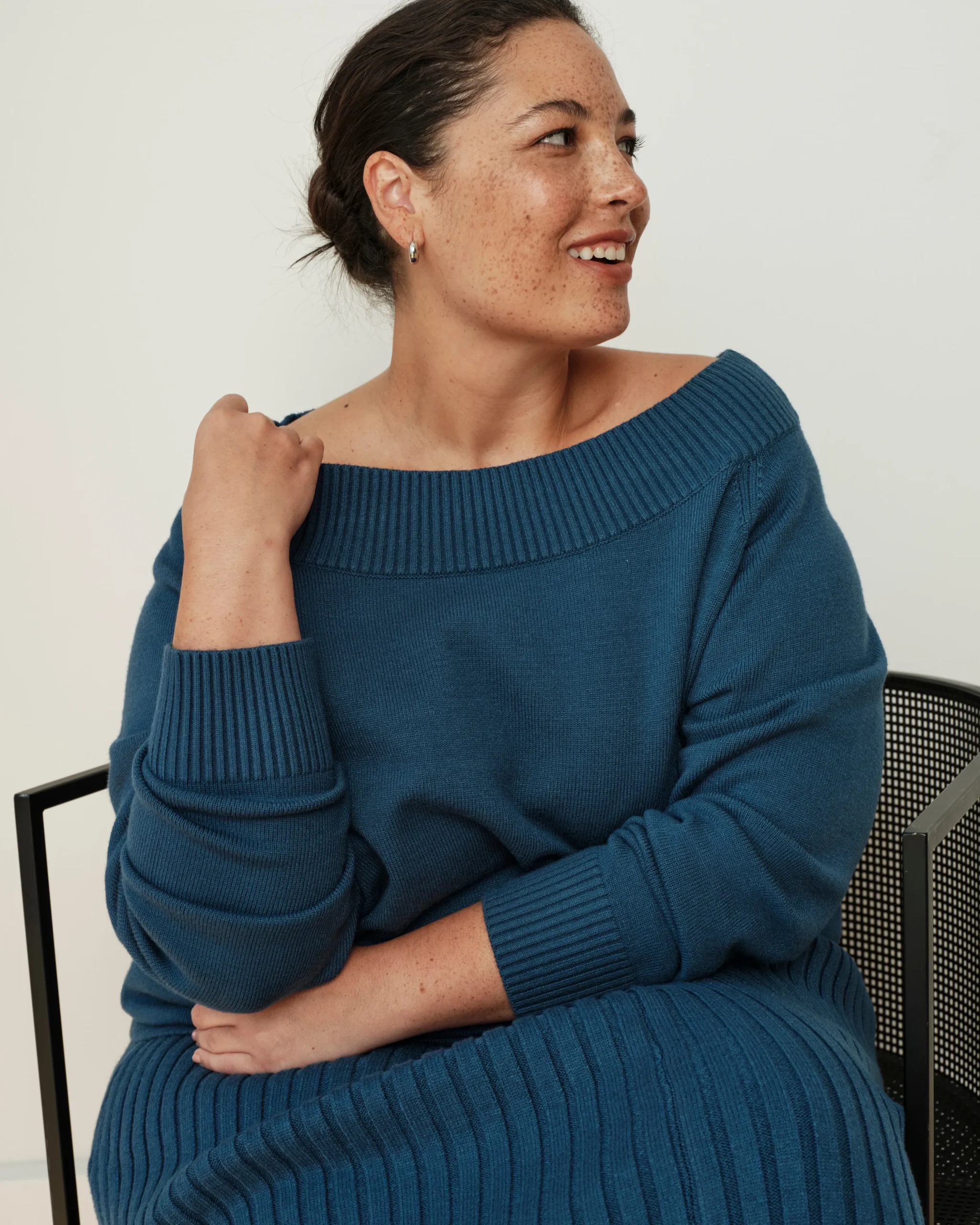 Noomi Cold Shoulder Sweater Deep Teal
