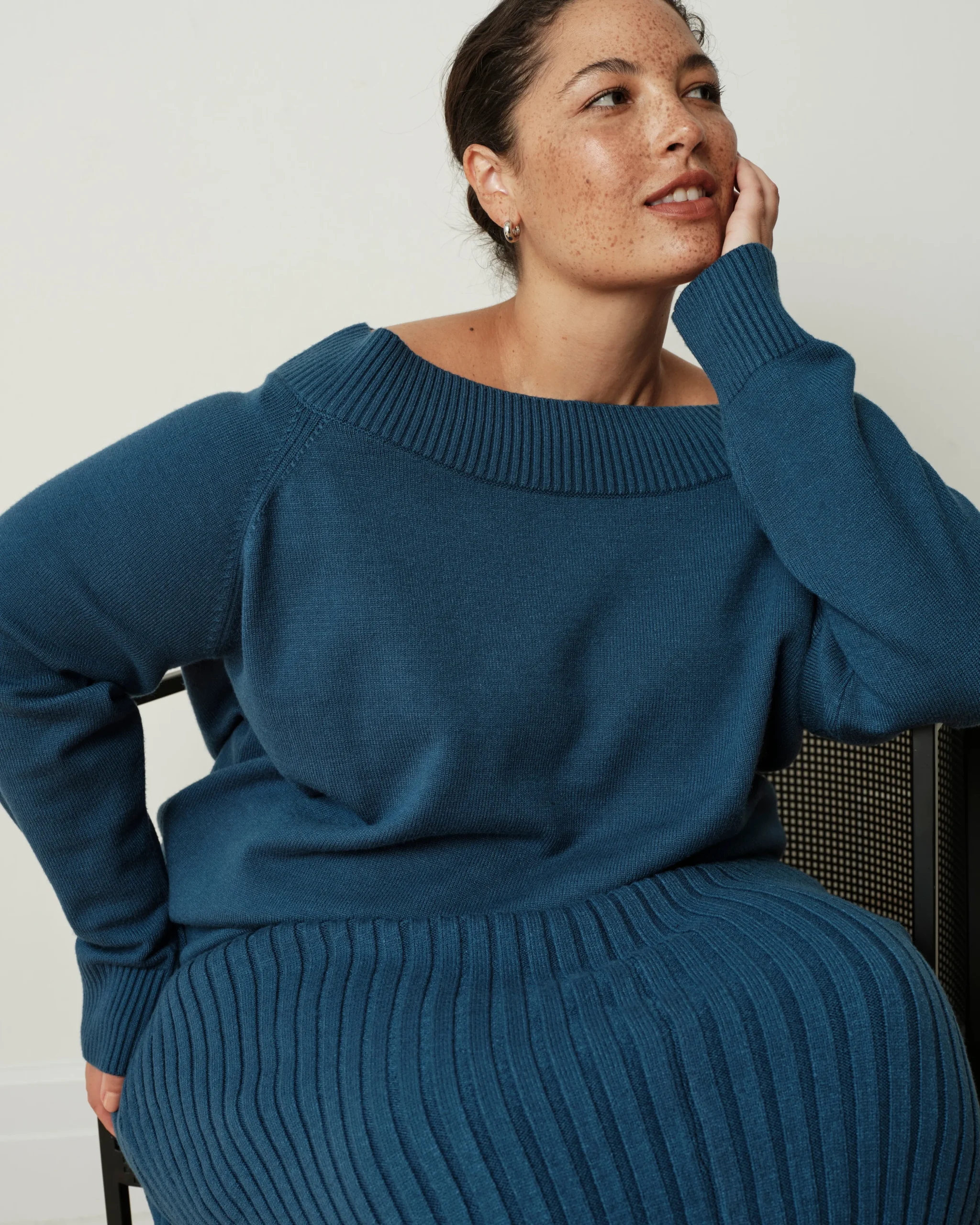 Noomi Cold Shoulder Sweater Deep Teal