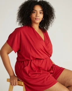 Nora Cross Front Romper Raspberry