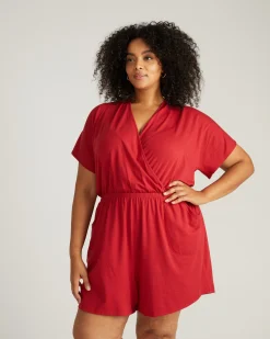 Nora Cross Front Romper Raspberry