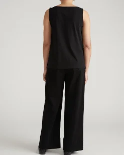 Noyack Breton Stripe Boatneck Tank Solid Black
