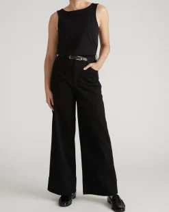 Noyack Breton Stripe Boatneck Tank Solid Black