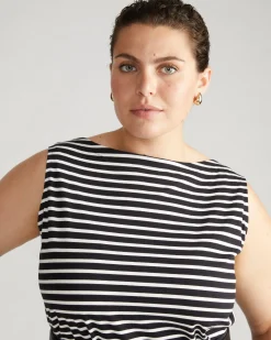 Noyack Breton Stripe Boatneck Tank Black/White Stripe