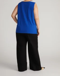 Noyack Breton Stripe Boatneck Tank Solid Ultramarine
