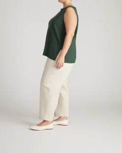 Noyack Breton Stripe Boatneck Tank Solid Conifer