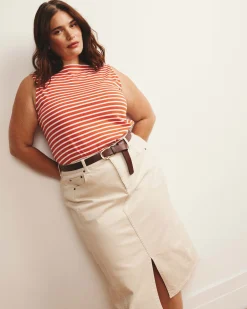 Noyack Breton Stripe Boatneck Tank Coral Reef/White Stripe