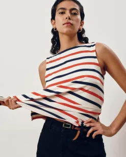 Noyack Breton Stripe Boatneck Tank Red/White/Blue Stripe