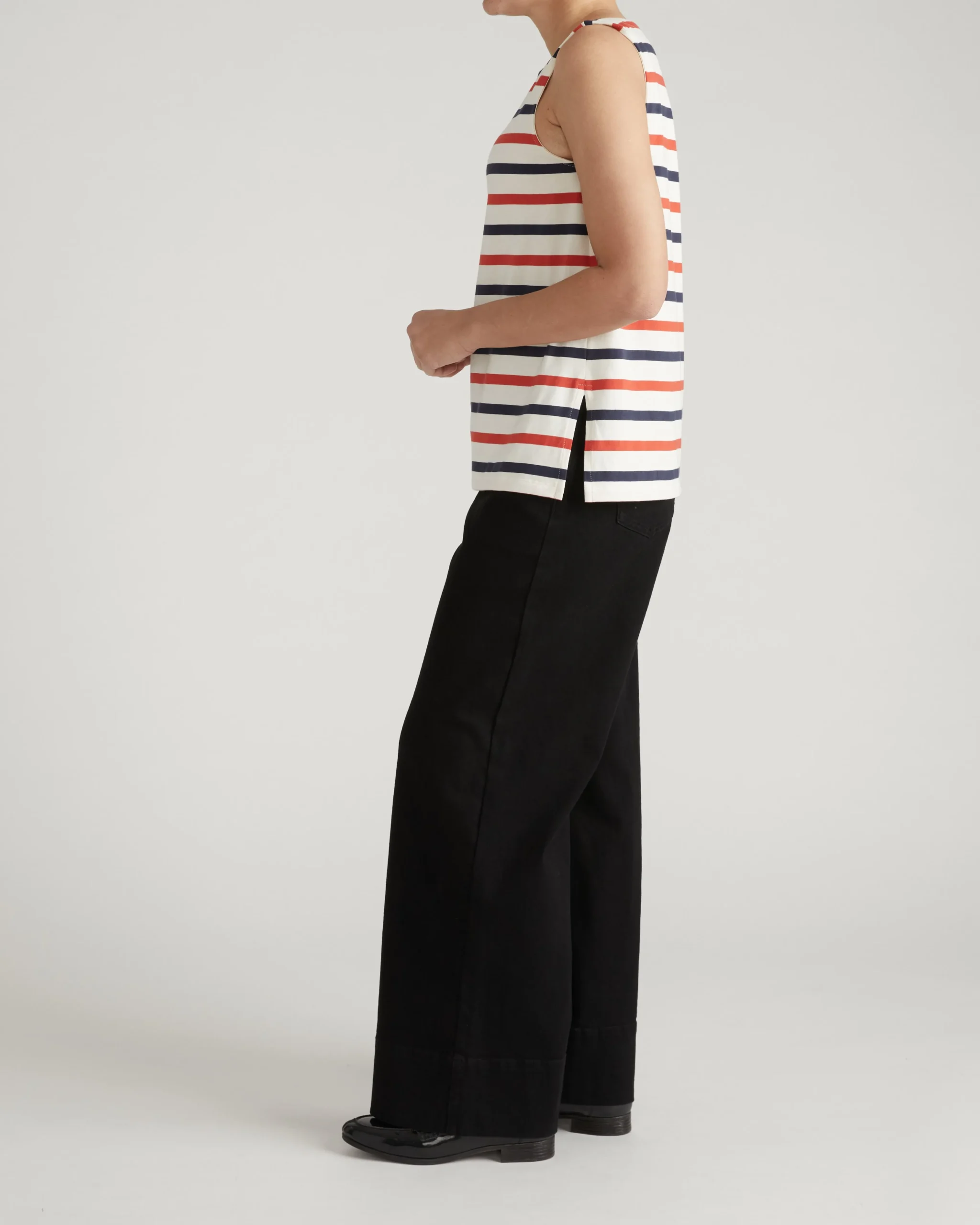 Noyack Breton Stripe Boatneck Tank Red/White/Blue Stripe