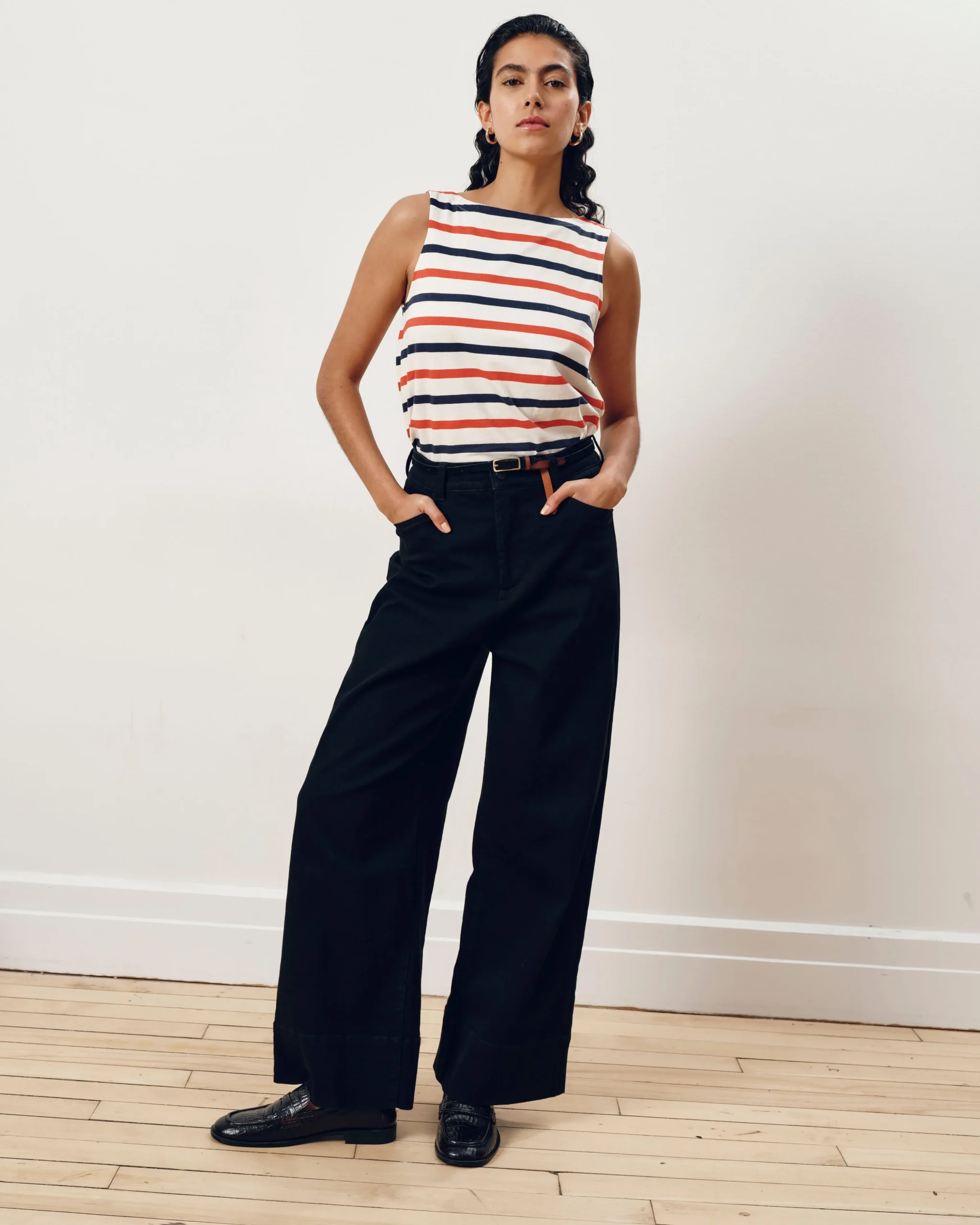 Noyack Breton Stripe Boatneck Tank Red/White/Blue Stripe