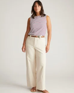 Noyack Breton Stripe Boatneck Tank White/Gamay Stripe
