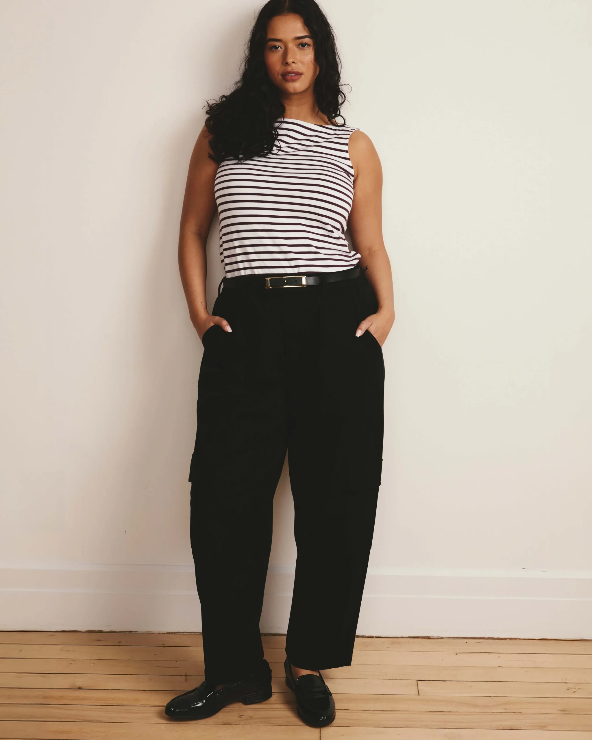 Noyack Breton Stripe Boatneck Tank White/Gamay Stripe