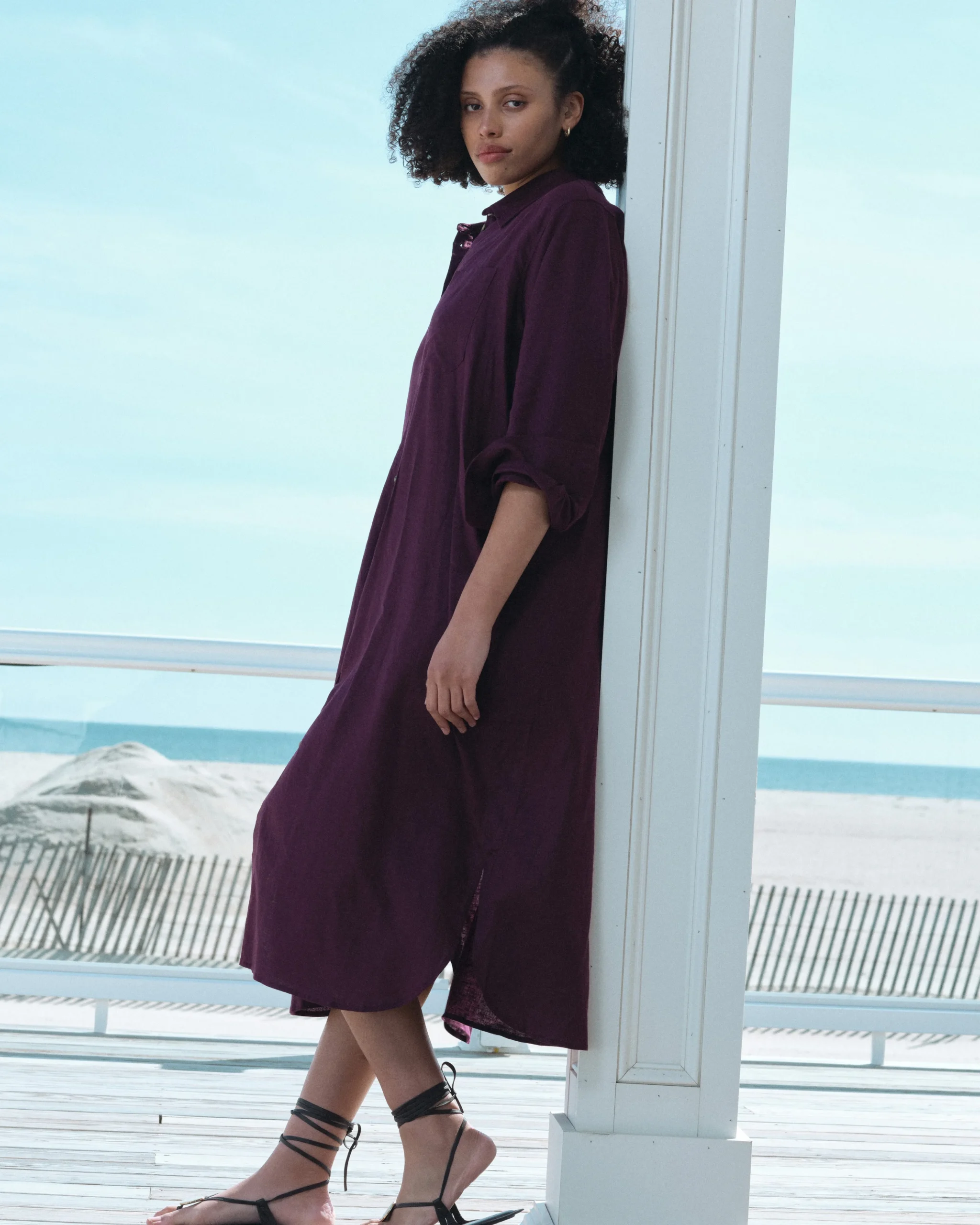 Odeon Linen Blend Shirtdress Acai