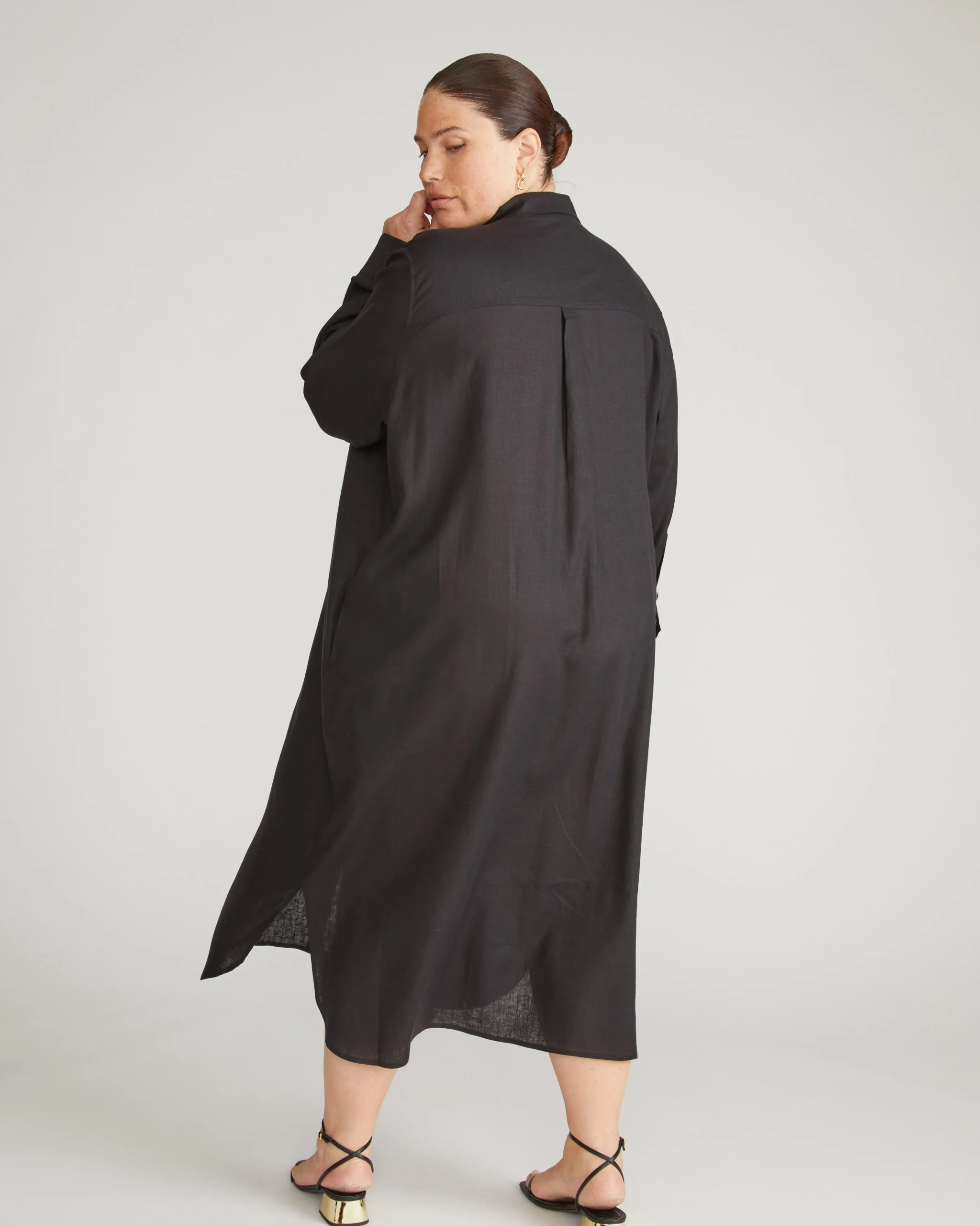 Odeon Linen Blend Shirtdress Black