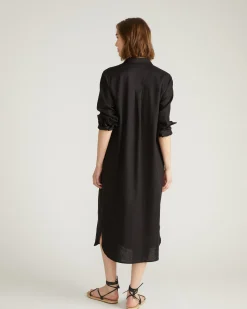 Odeon Linen Blend Shirtdress Black