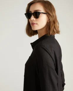 Odeon Linen Blend Shirtdress Black