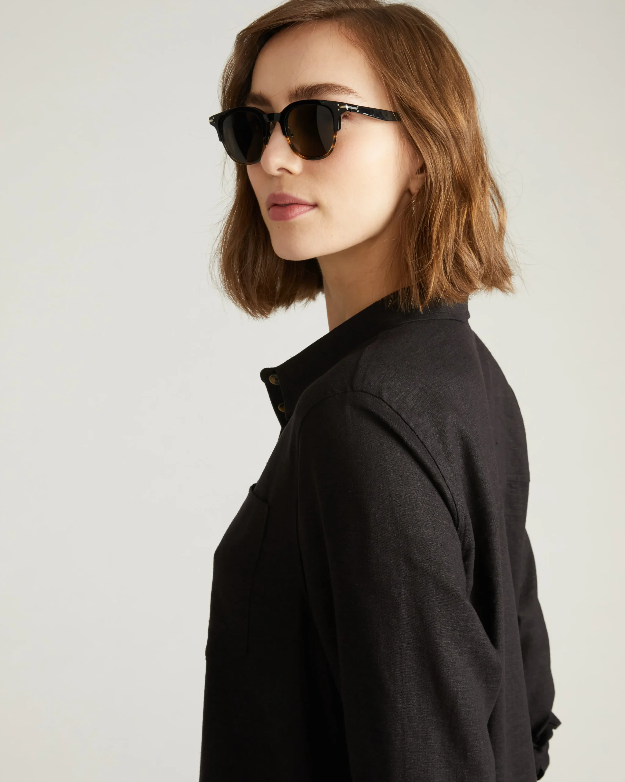 Odeon Linen Blend Shirtdress Black