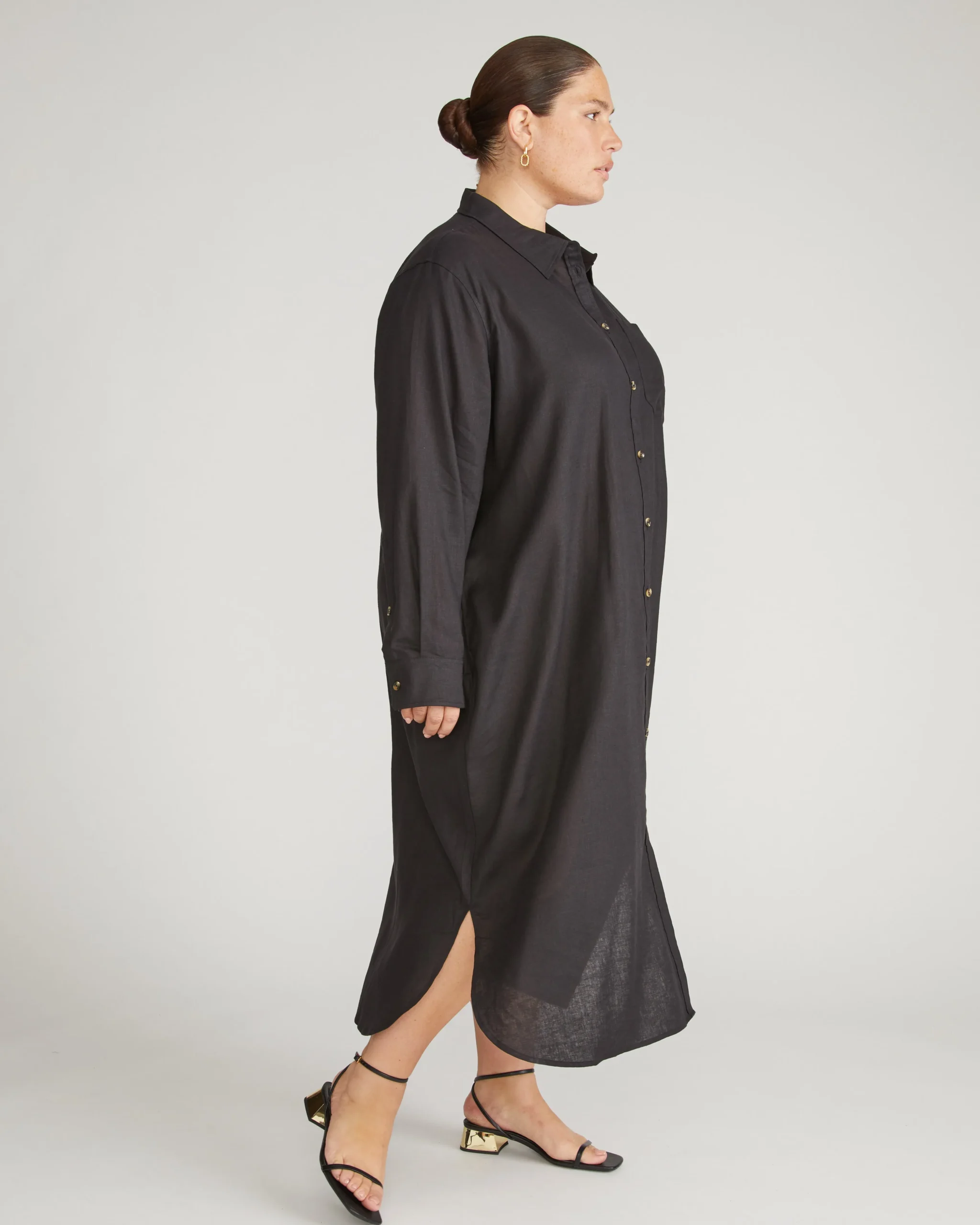 Odeon Linen Blend Shirtdress Black