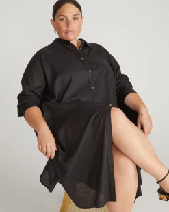Odeon Linen Blend Shirtdress Black