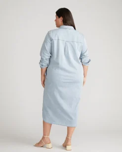 Odeon Stretch Cotton Chambray Shirtdress Heritage Blue