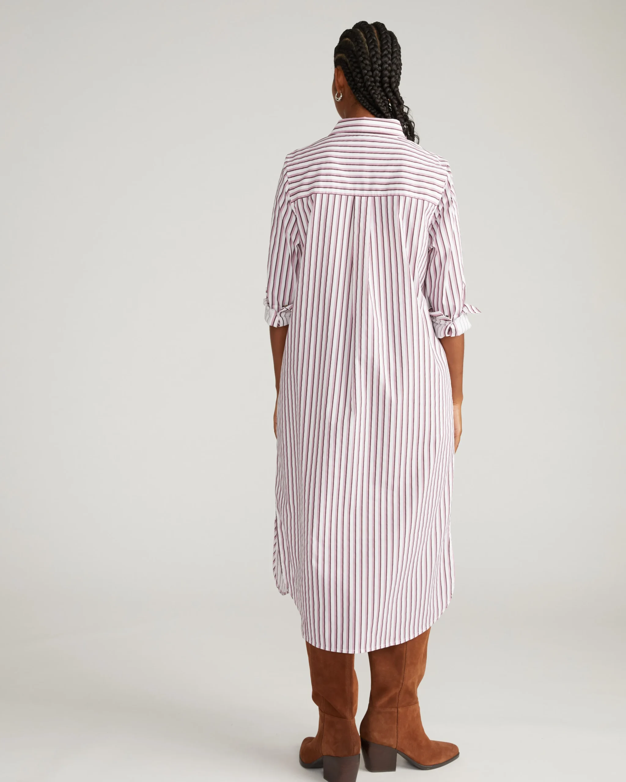 Odeon Stretch Poplin Shirtdress Lilac Multi Stripe