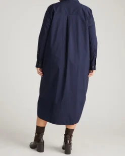 Odeon Stretch Poplin Shirtdress Navy